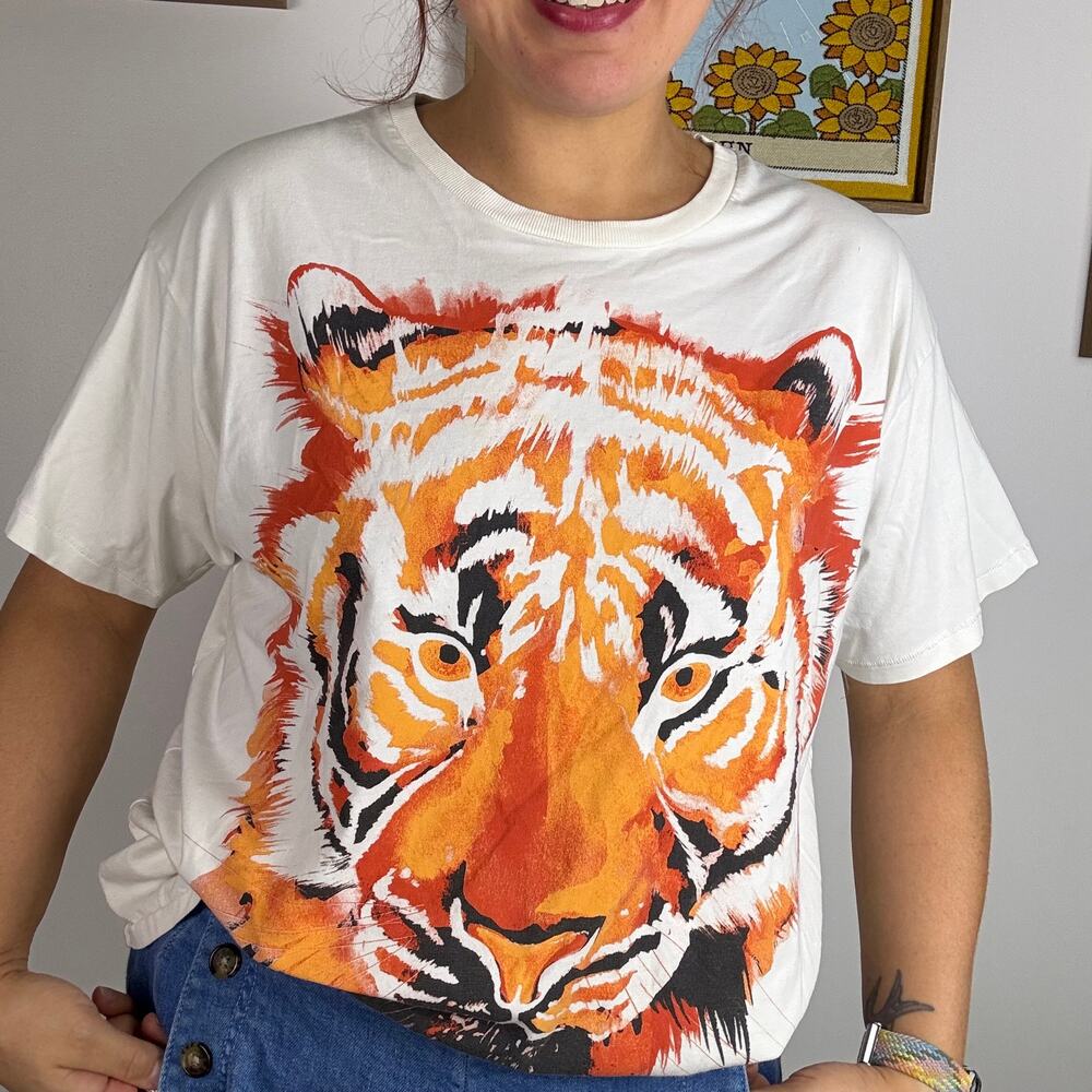 Free people X Wrangler Tiger top S oversized